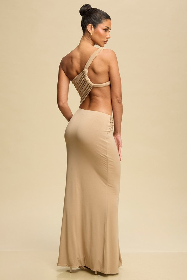 One Shoulder Slinky Maxi Dress