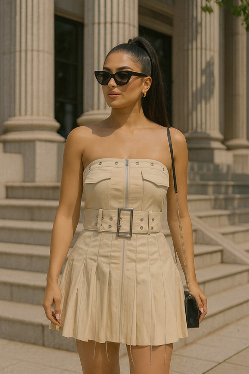 Chic Rockstar Dress With Belt