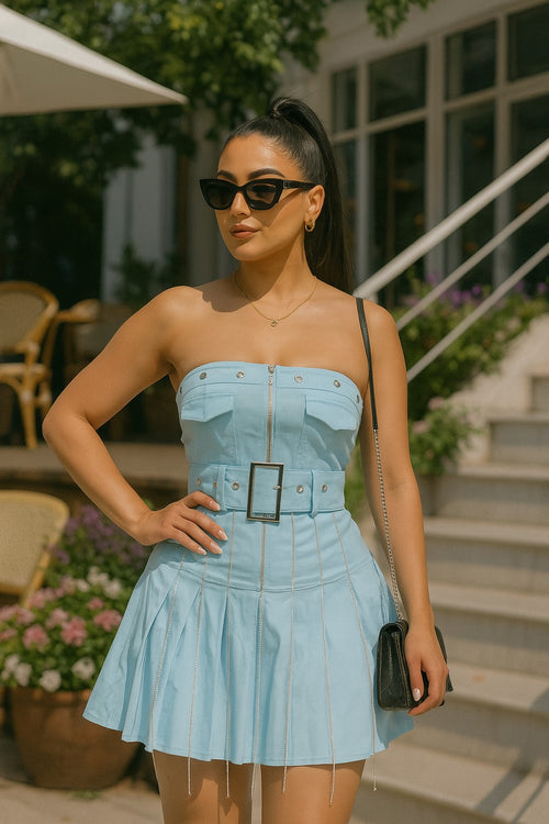 Chic Rockstar Dress With Belt