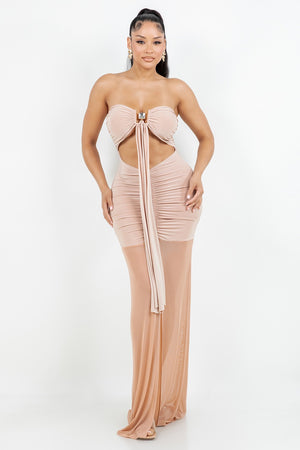 TRIM WITH MESH COMBO DRESS