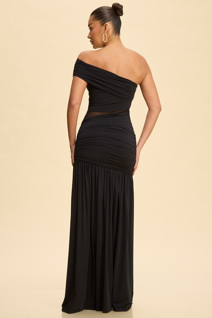 One Shoulder Slit Maxi Dress S / LT YELLOW One Shoulder Slit Maxi Dress S / LT YELLOW