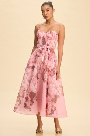 Fall Florals Midi Belted Dress